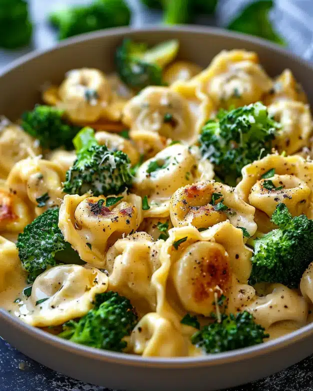 Creamy Garlic Parmesan Tortellini with Chicken & Broccoli