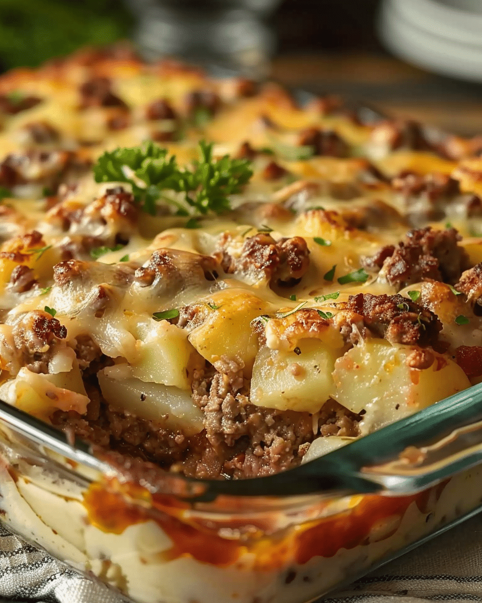 Hearty Loaded Potato & Meatloaf Casserole That Feels Like Home