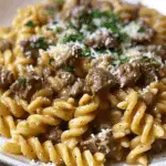 Beef and Rotini in Garlic Parmesan Sauce