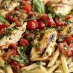 Garlic Herb Chicken Pasta with Fresh Tomato Bruschetta