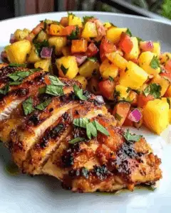 Zesty Lemon Ginger Chicken with Pineapple Mango Salsa
