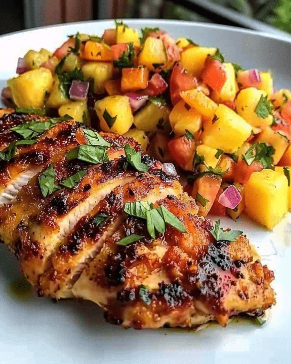 Zesty Lemon Ginger Chicken with Pineapple Mango Salsa