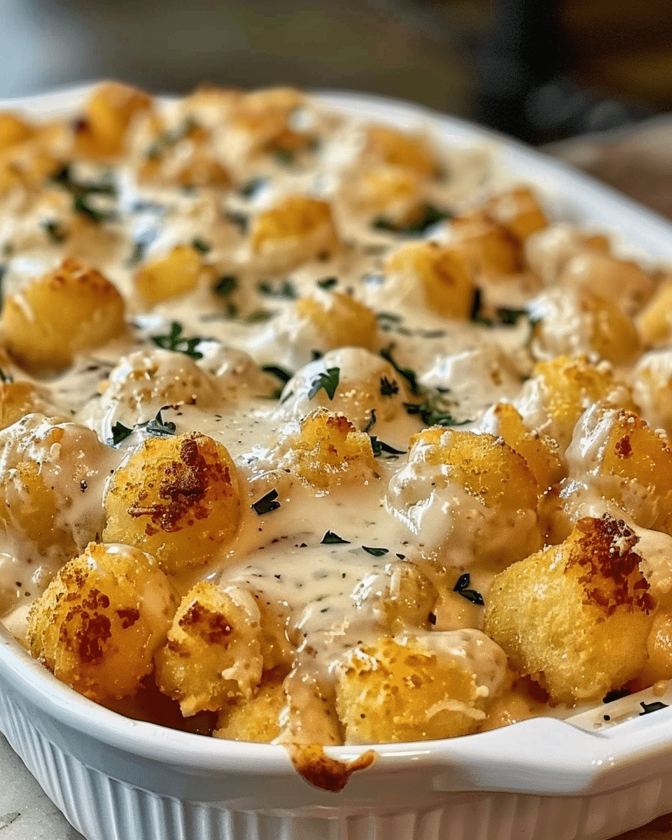 Chicken Alfredo Tater Tot Casserole: A Creamy, Crispy Twist on Comfort Food
