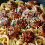 Creamy Parmesan Pasta with Garlic Butter Sausage Bites