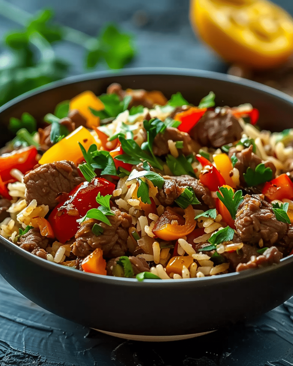Quick & Flavorful Beef and Pepper Rice Bowl