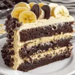 Moist Double Chocolate Banana Cake with Rich Frosting Layers
