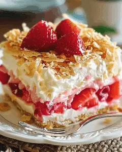 Tropical No-Bake Strawberry Split Cake That Tastes Like a Vacation
