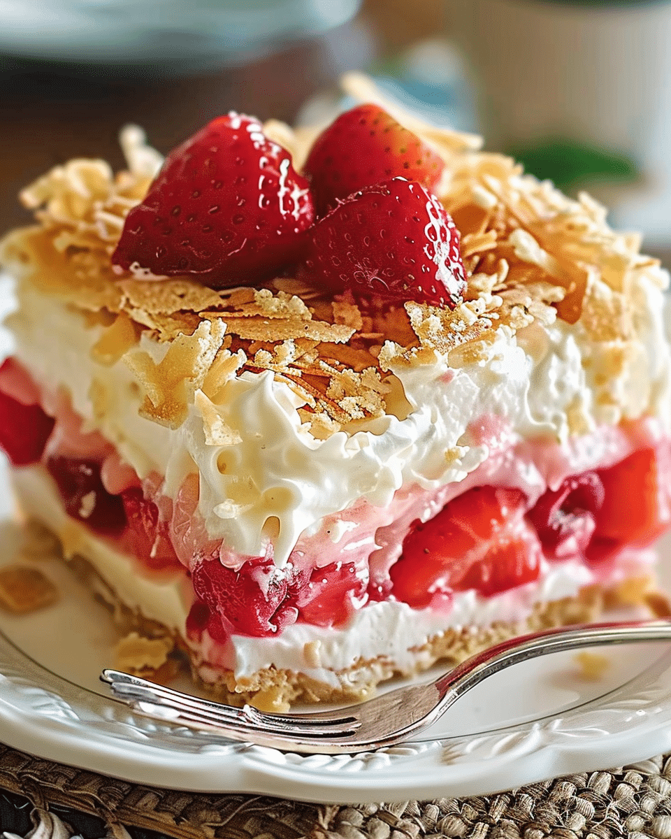 Tropical No-Bake Strawberry Split Cake That Tastes Like a Vacation