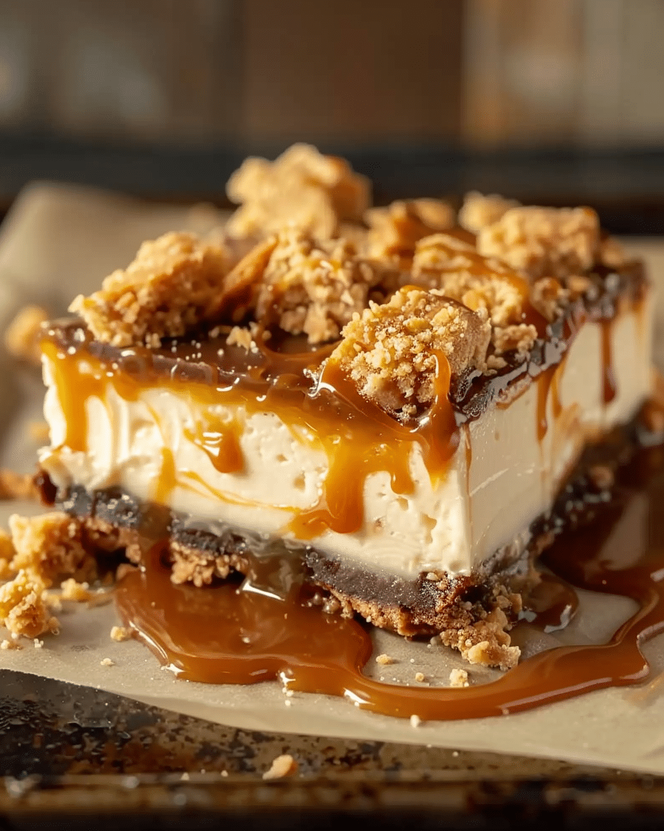 Irresistible Butterfinger Caramel Cheesecake Bars
