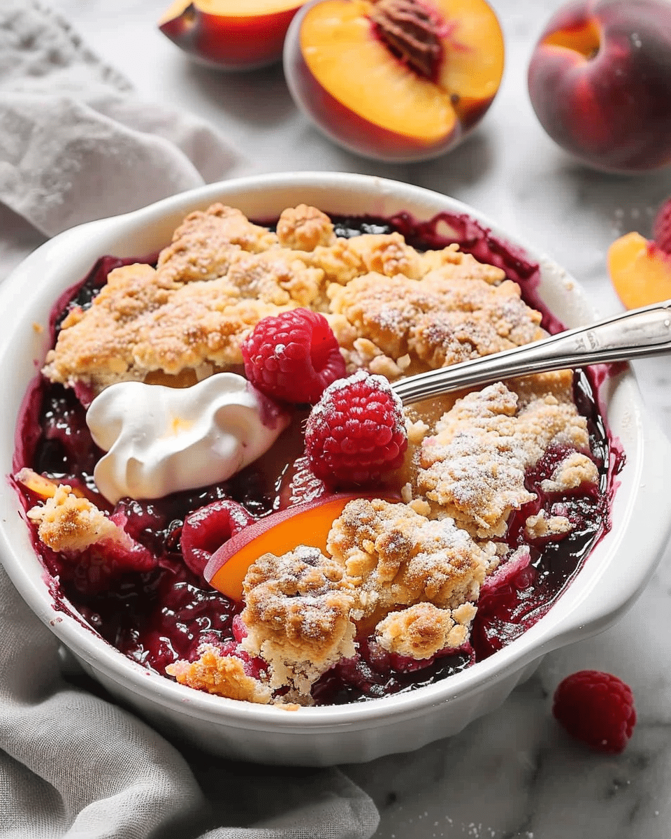 Easy Peach and Raspberry Cobbler