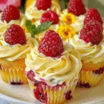 Raspberry Lemon Cupcakes with Whipped Lemon Cream and Fresh Berries