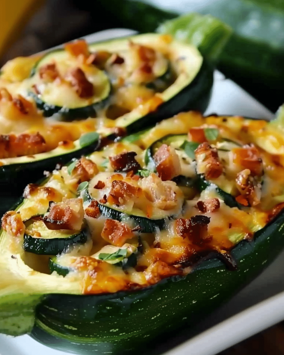 Savory Stuffed Zucchini Boats with Ground Meat and Melted Cheese