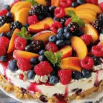 Summer Berry and Peach Cheesecake