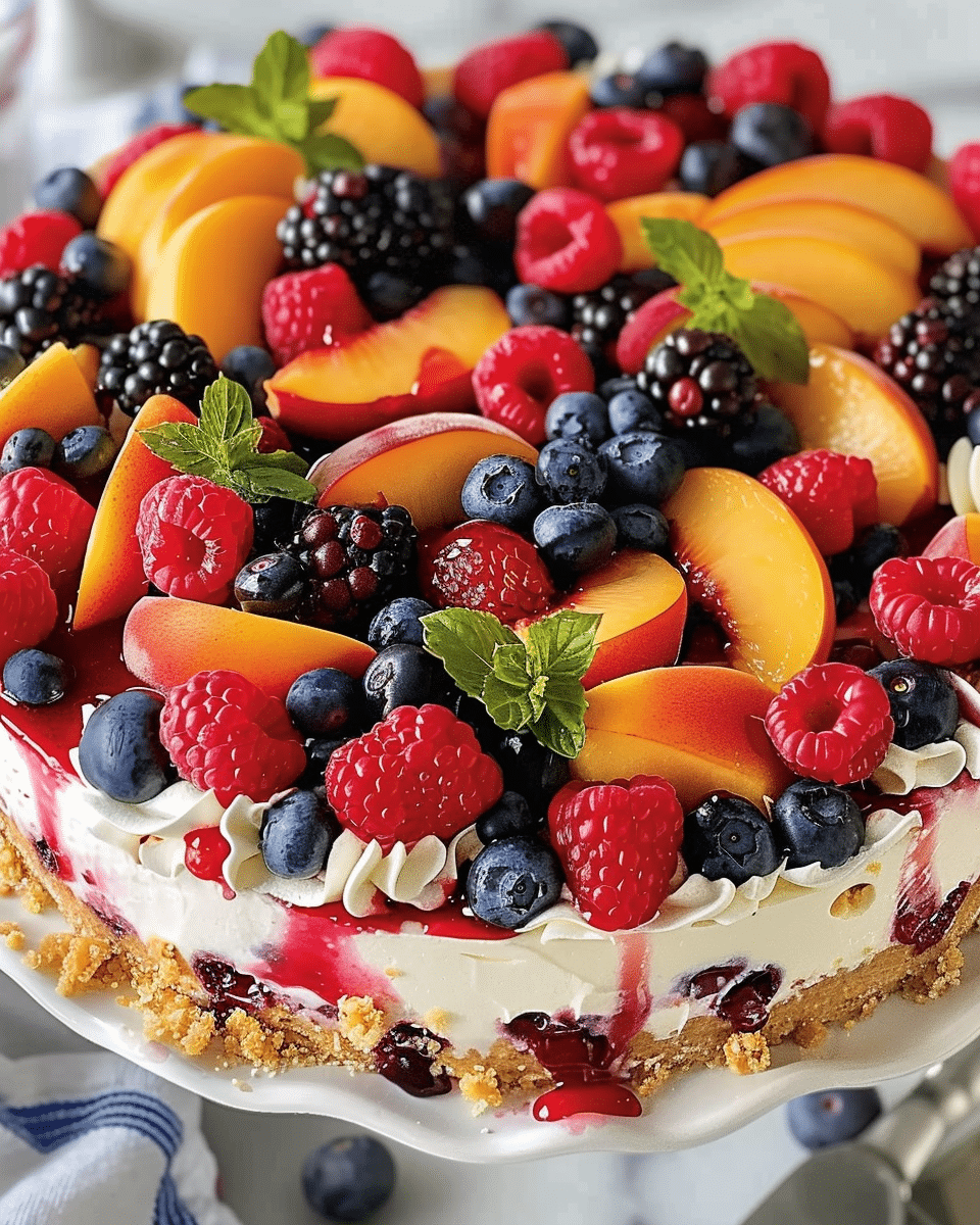 Summer Berry and Peach Cheesecake