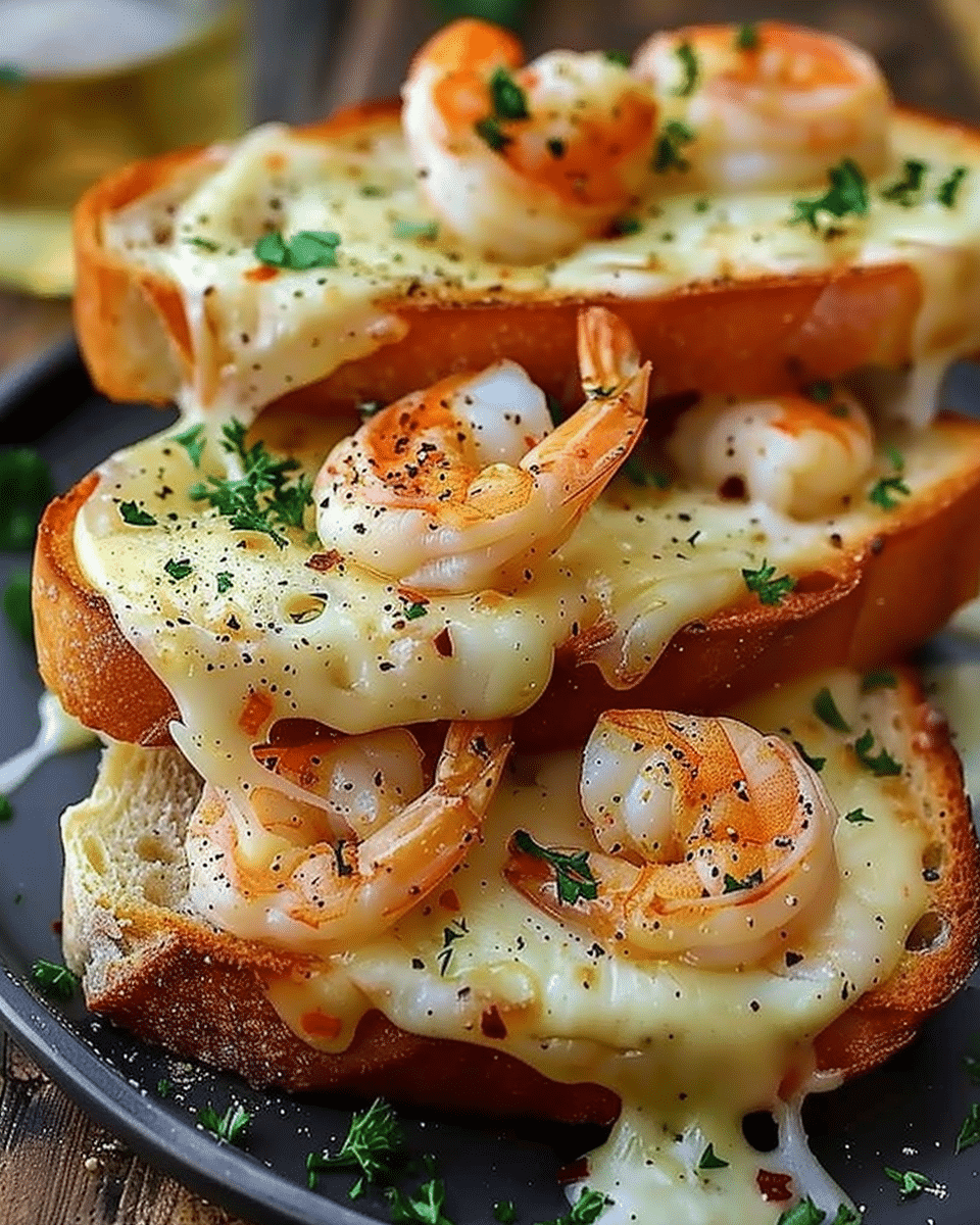 Cheesy Garlic Bread Shrimp Grilled Cheese