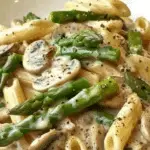 Creamy Mushroom and Asparagus Chicken Penne