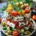 Greek Feta Salad Tower