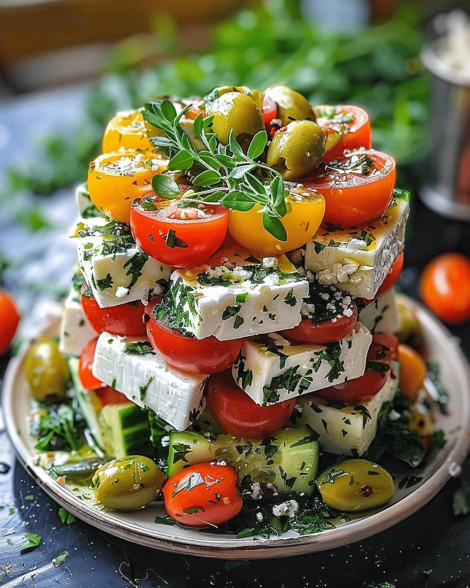 Greek Feta Salad Tower