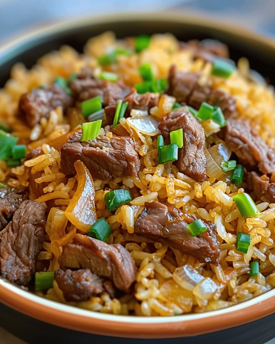 Savory Onion Beef Fried Rice That’s Better Than Takeout