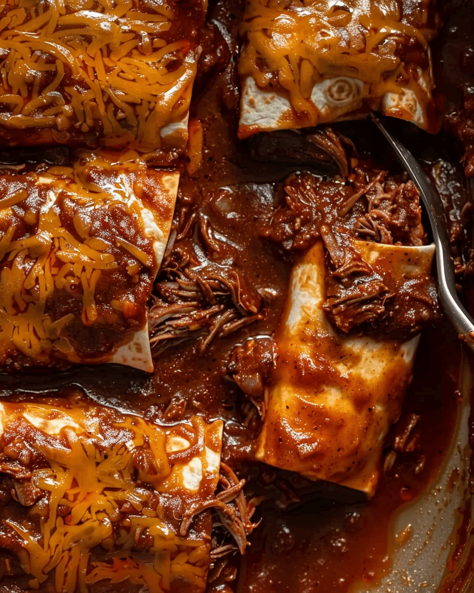 Red Chile Shredded Beef Enchiladas