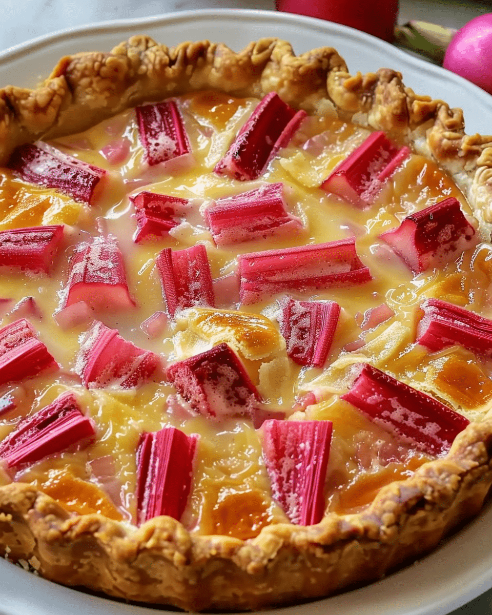 Crustless Rhubarb Custard Pie