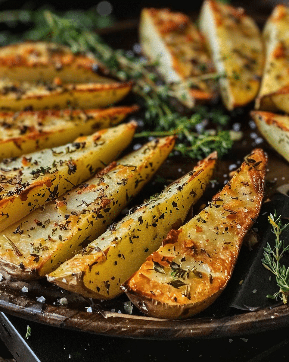 Baked Garlic Herb Potato Wedges