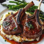 Lamb Chops over Lobster Mash with Asparagus