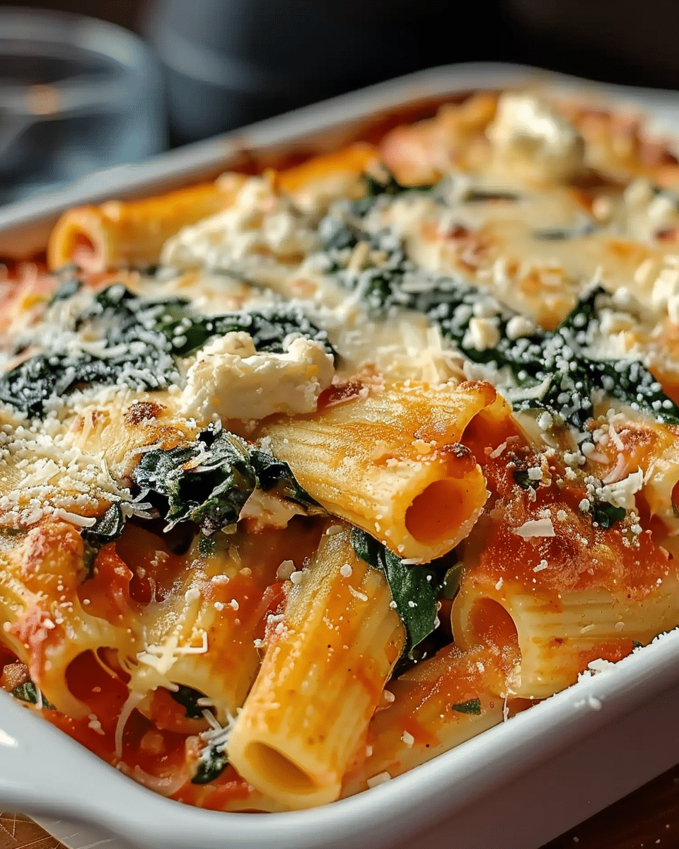 Baked Rigatoni with Spinach and Ricotta Recipe