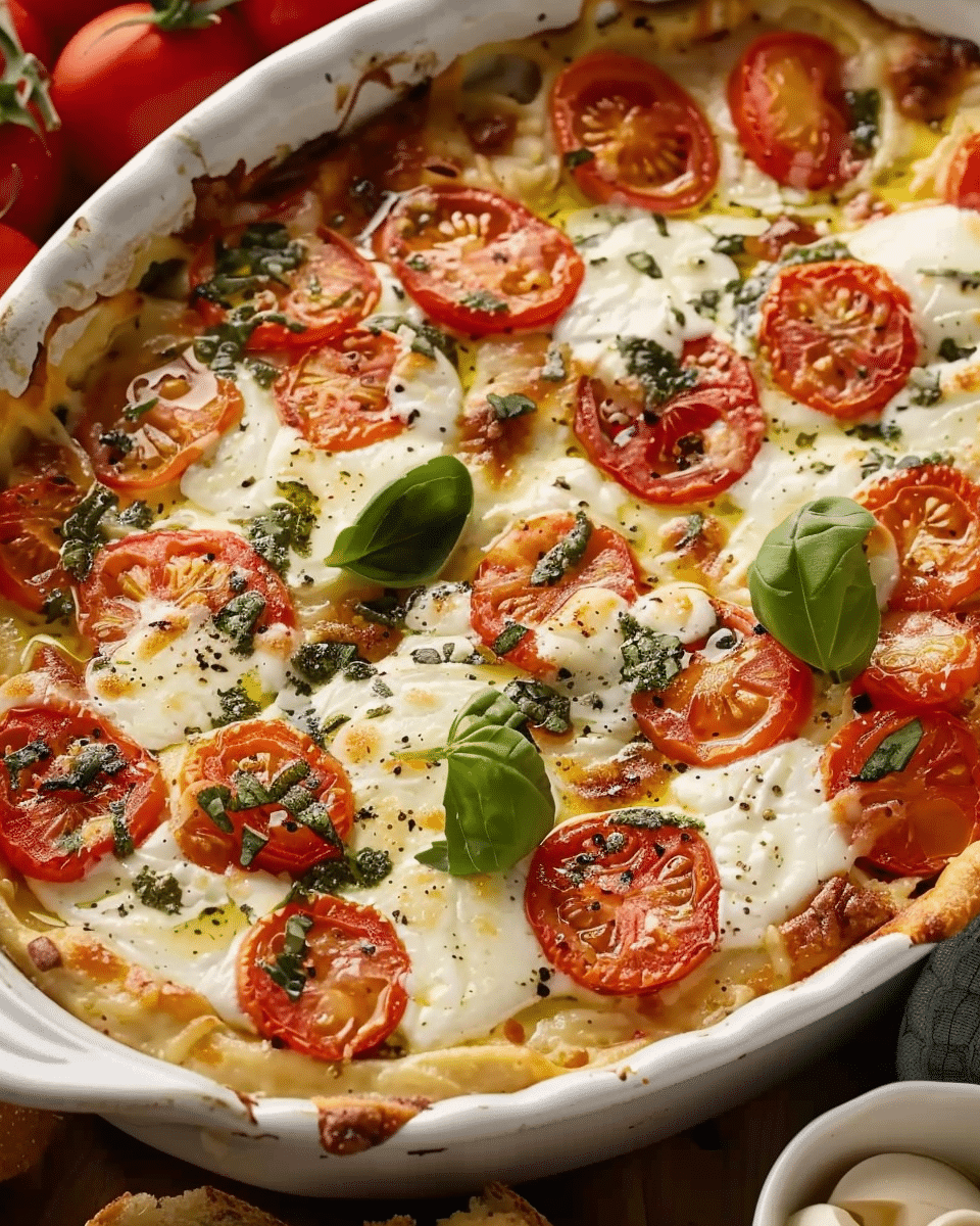 Warm Baked Caprese Cheese Dip