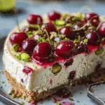 Luscious Lemon-Lime Cherry Pistachio Cheesecake