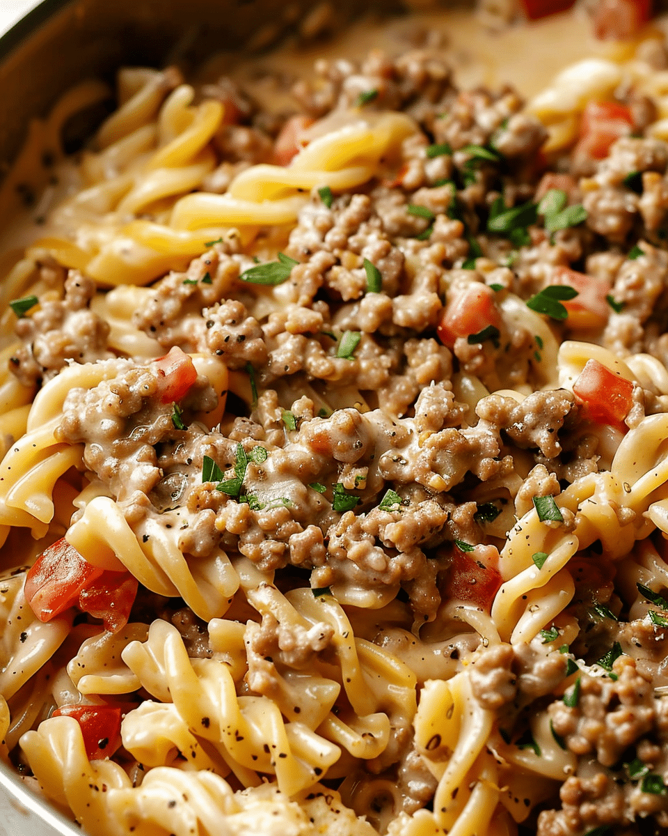 Stovetop Creamy Ground Beef Pasta