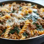 One-Pan Ground Beef and Spinach Pasta
