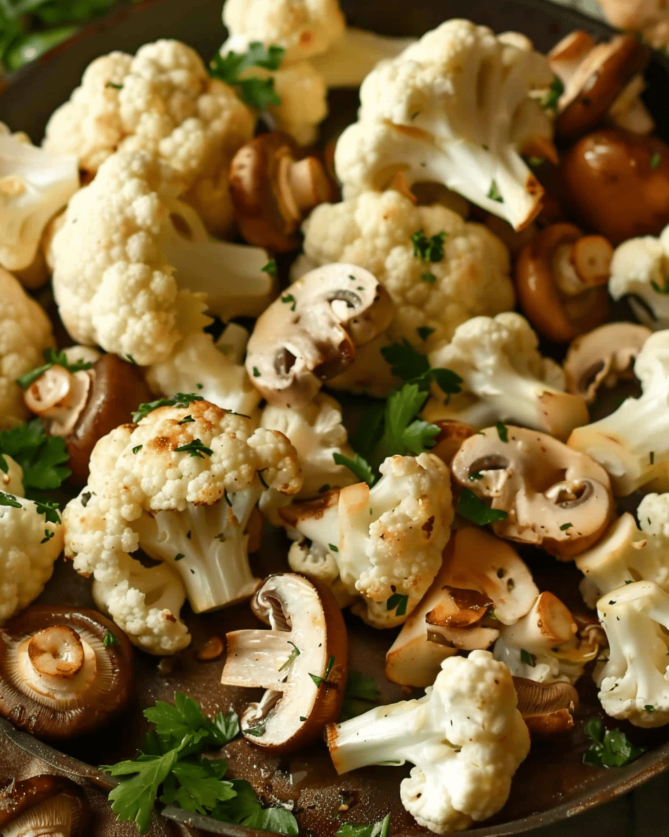 Garlic Cauliflower and Mushrooms