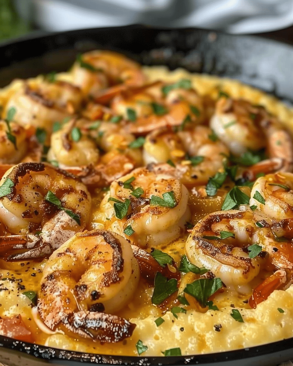 Cajun Butter Shrimp & Grits Skillet