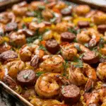 Cajun Butter Shrimp & Sausage Sheet Pan