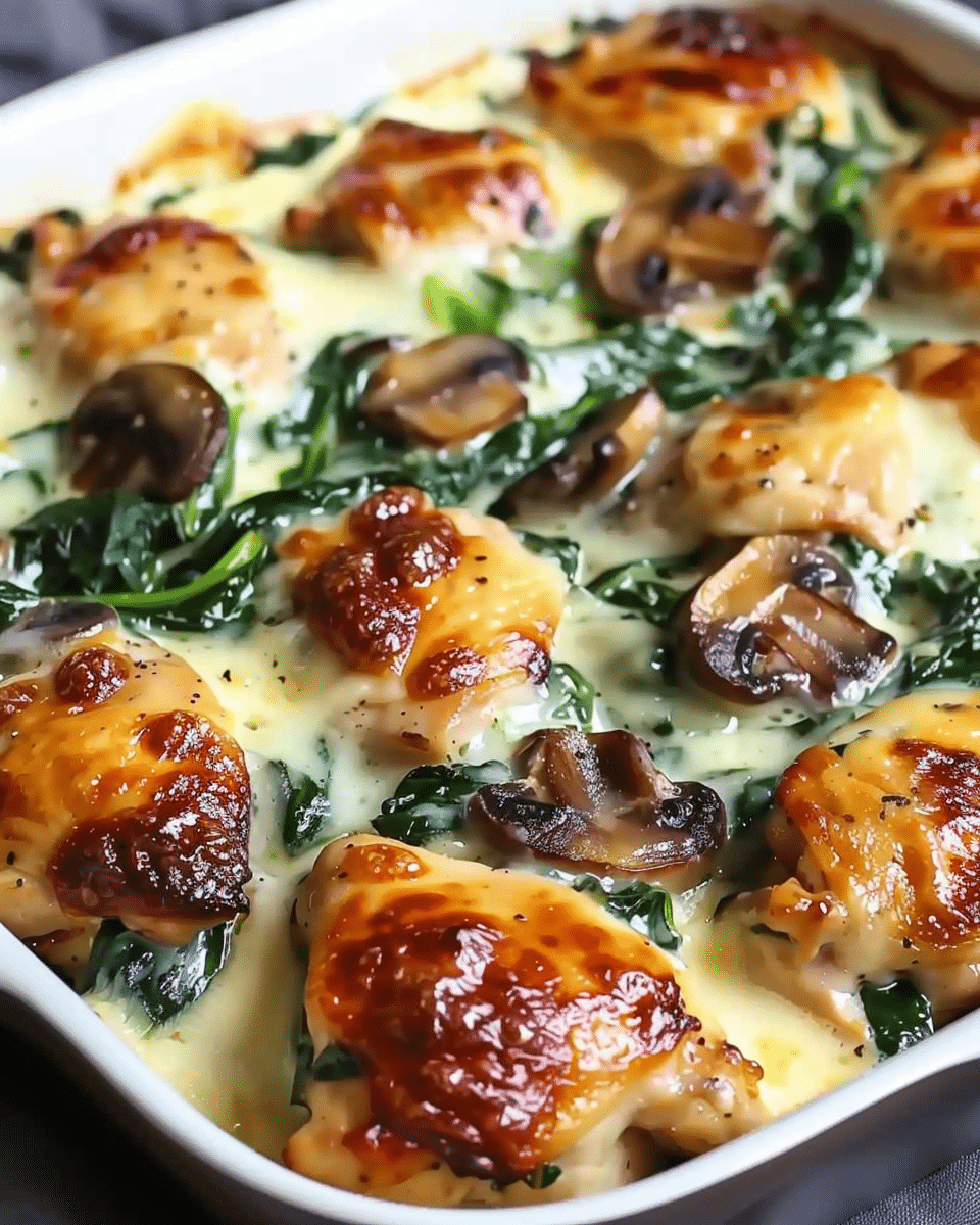 Chicken, Spinach, and Mushroom Low-Carb Oven Dish