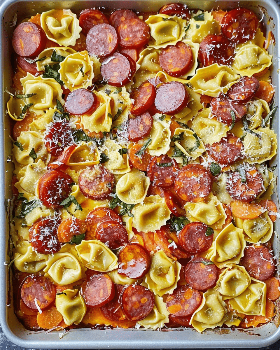 Easy Sheet Pan Tortellini and Kielbasa