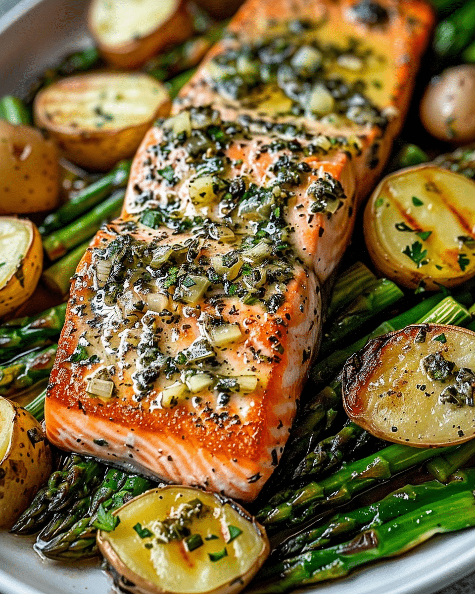 Garlic Herb Salmon with Asparagus and Potatoes