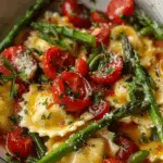 Ravioli with Tomatoes, Asparagus, Garlic, and Herbs Recipe