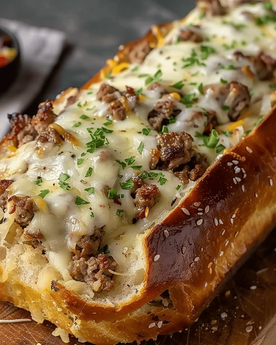 Cheesesteak-Stuffed Garlic Bread Loaf