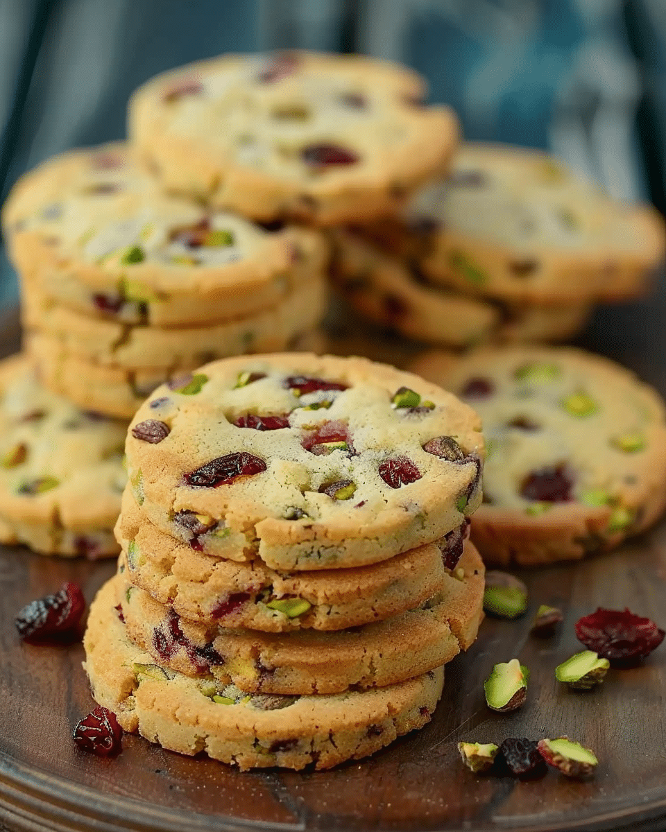 Cranberry Pistachio Shortbread Cookies