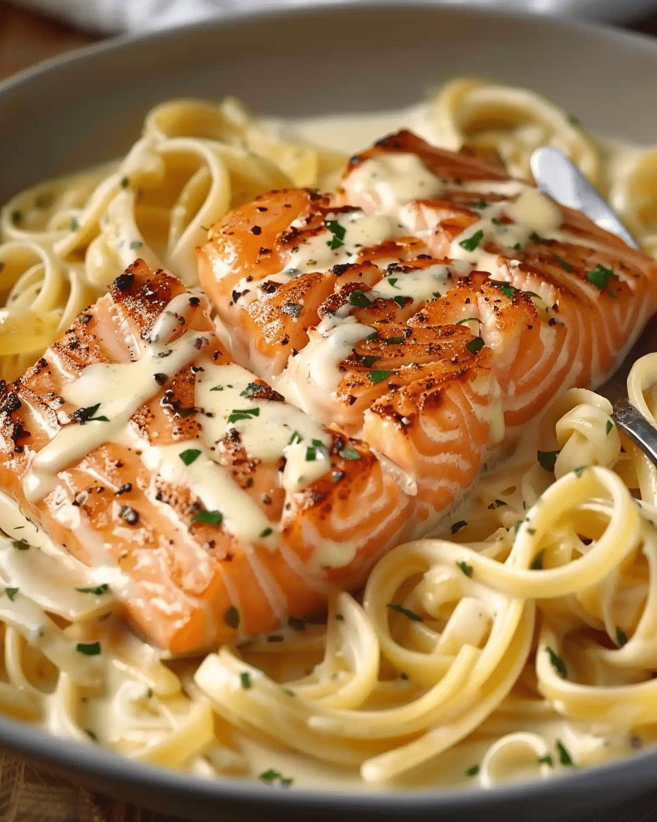 Creamy Garlic Salmon Pasta Skillet