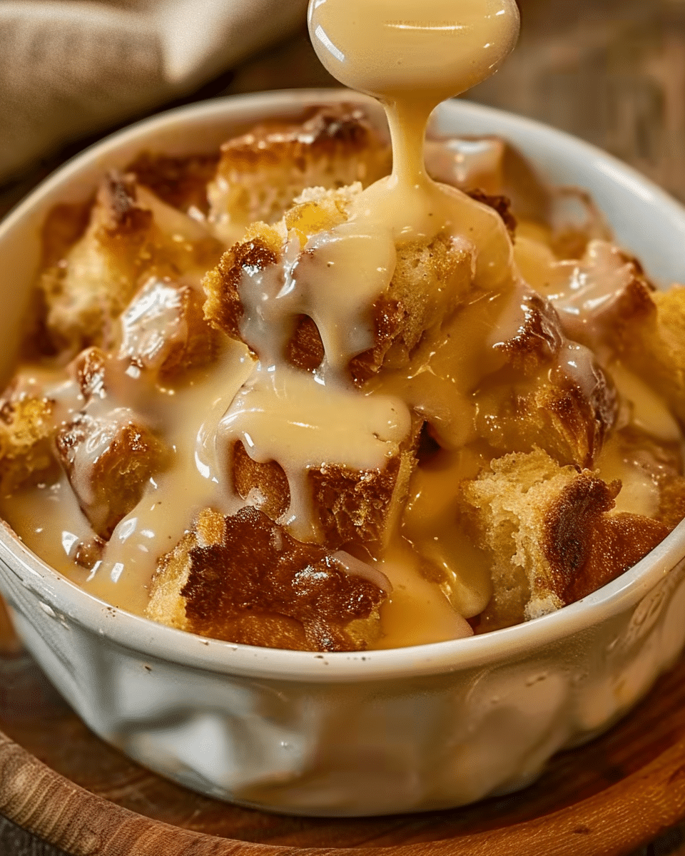 Grandma’s Old-Fashioned Bread Pudding with Vanilla Sauce