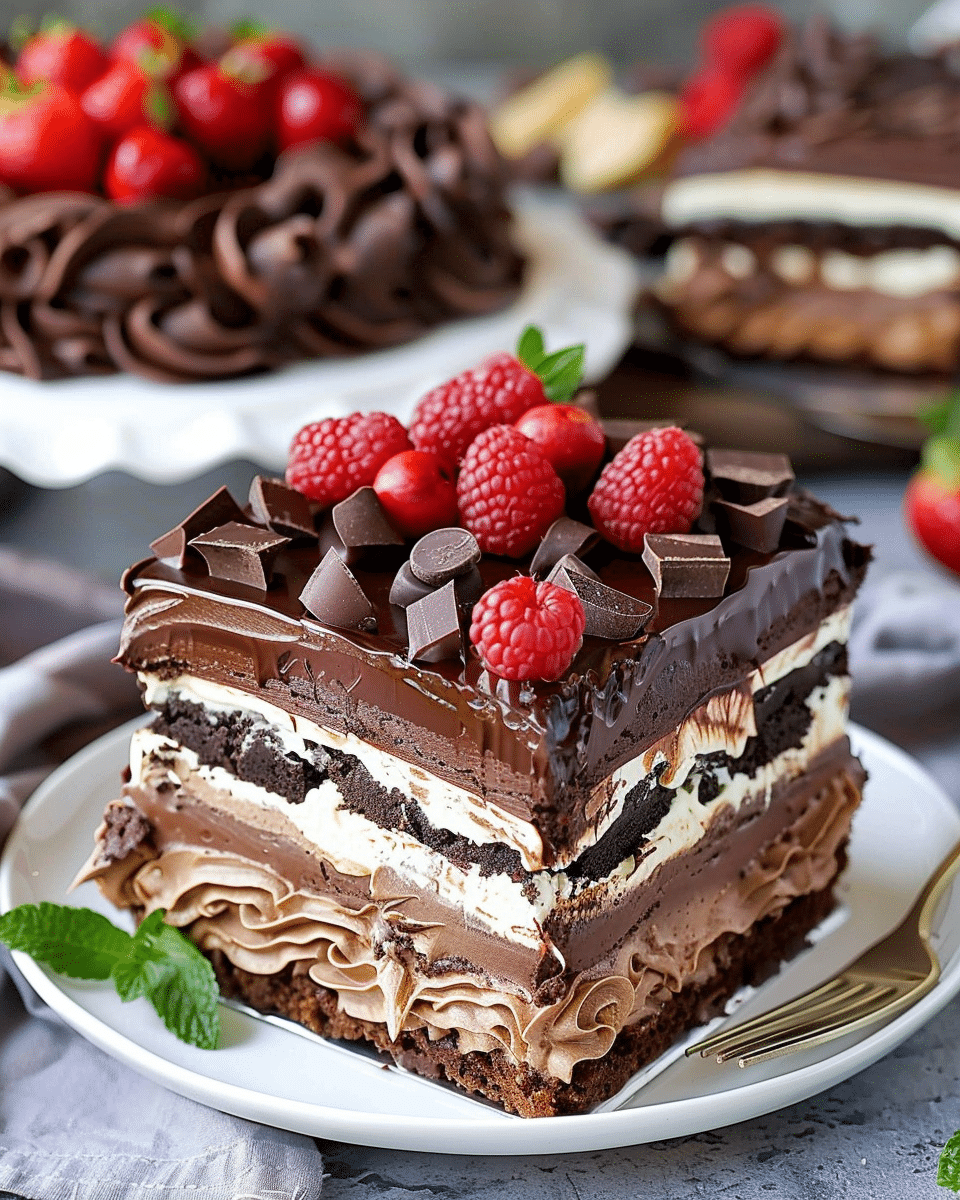 No Bake Chocolate Eclair Cake