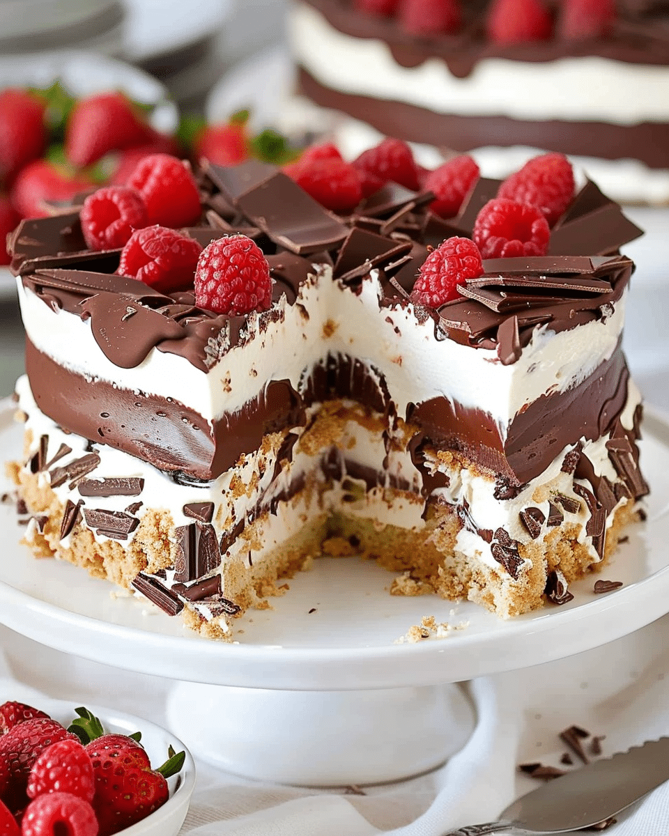No Bake Chocolate Eclair Cake