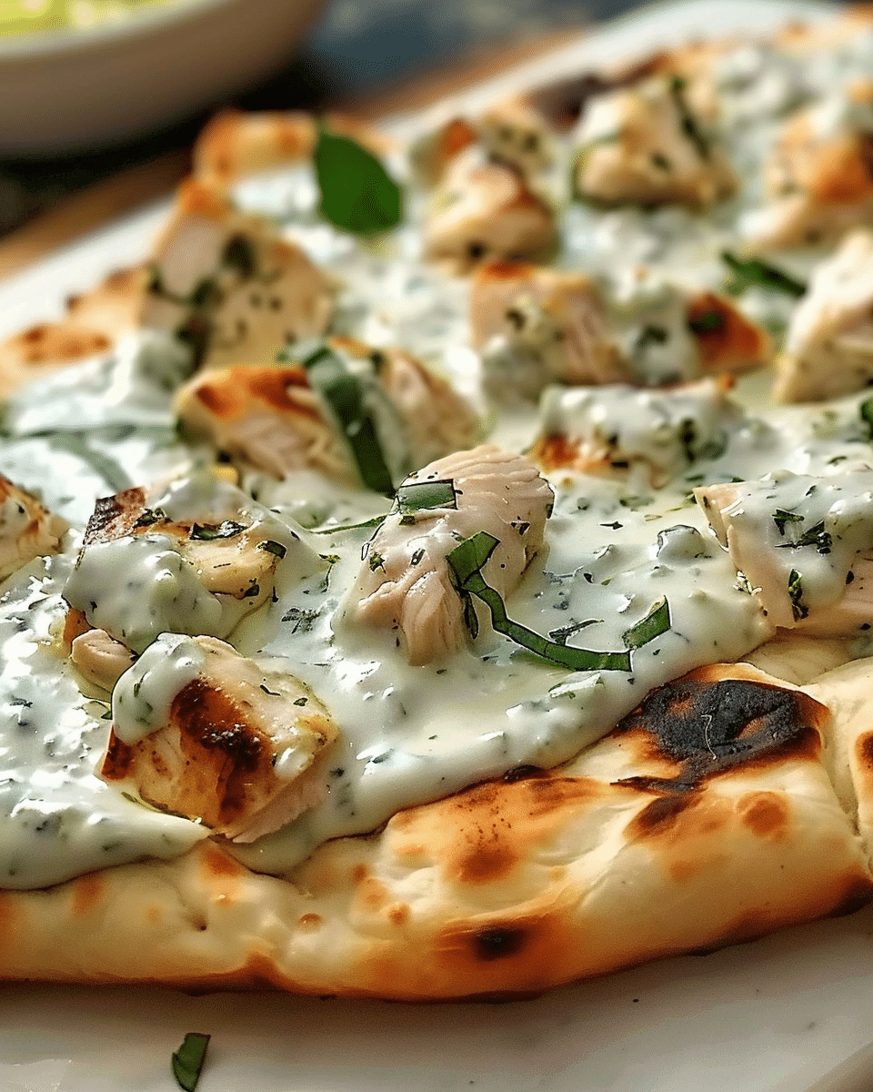 Tzatziki Chicken Naan Pizza