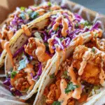 Crispy Bang Bang Chicken Tacos with Slaw
