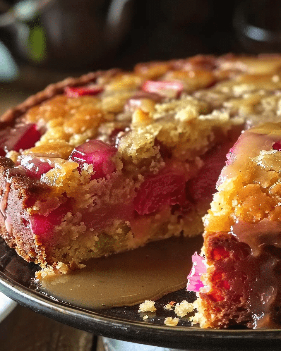 Rhubarb Cake with Butter Sauce