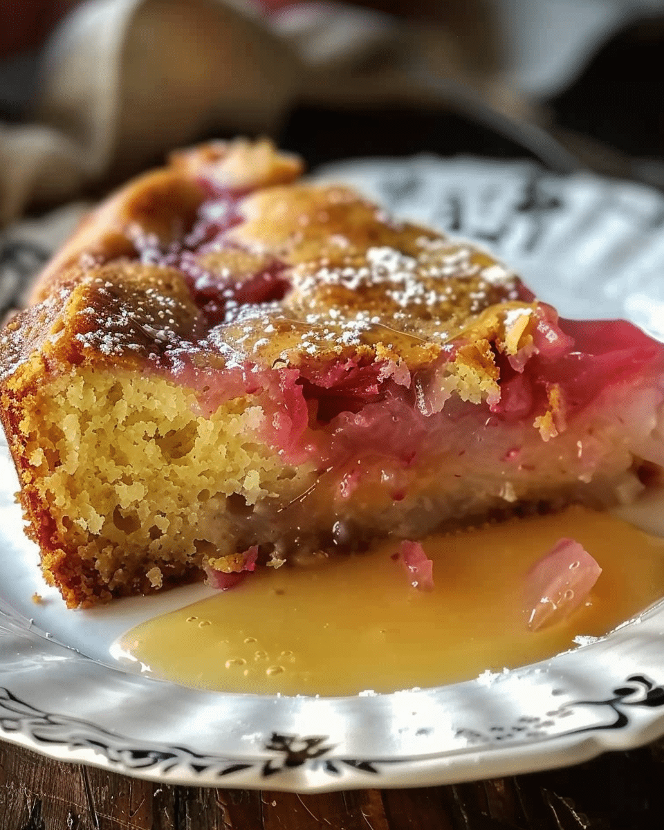 Rhubarb Cake with Butter Sauce