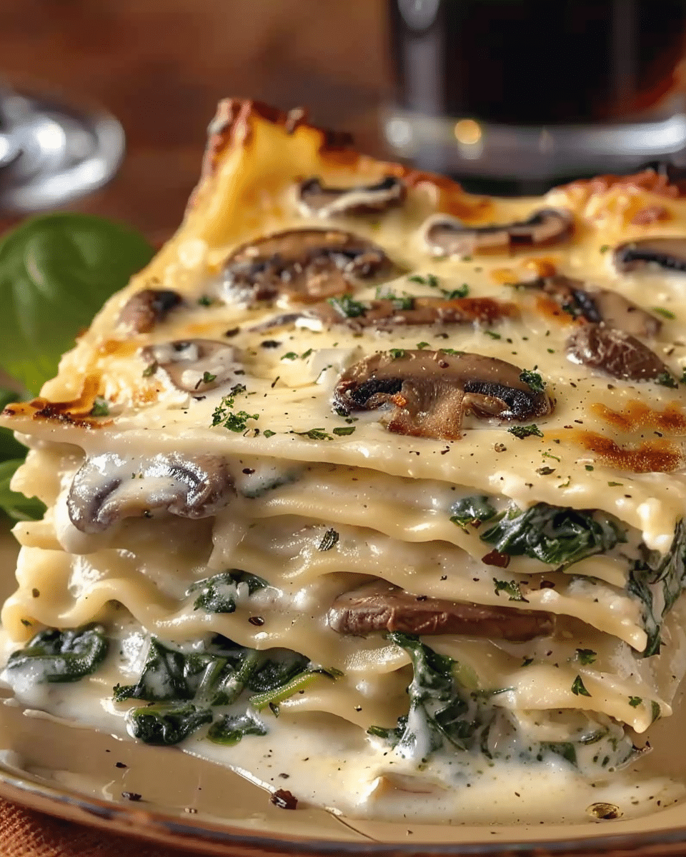 Spinach and Mushroom White Lasagna
